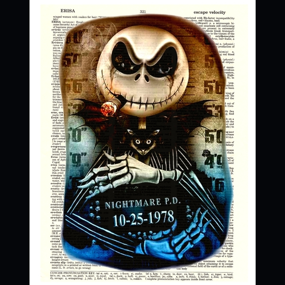Jack Skellington Mugshot Dictionary Art Print